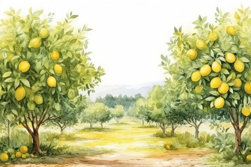 Lemon orchard lemon outdoors painting. AI generated Image by rawpixel.