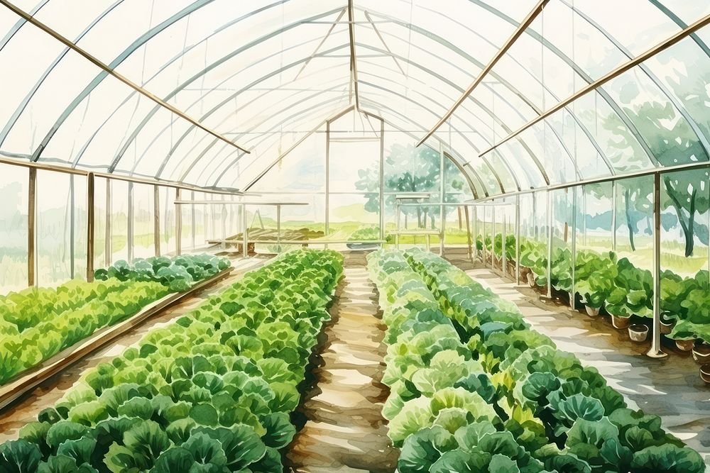 Vegetable field inside greenhouse gardening outdoors nature. AI generated Image by rawpixel.