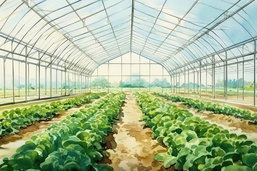 Vegetable field inside greenhouse gardening outdoors nature. AI generated Image by rawpixel.