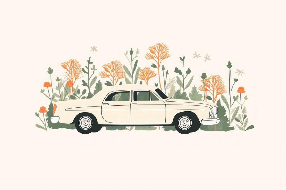 Car illustrated vehicle drawing. AI generated Image by rawpixel.