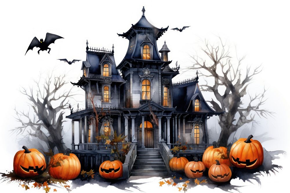 Halloween haunted house jack-o'-lantern representation architecture. AI generated Image by rawpixel.