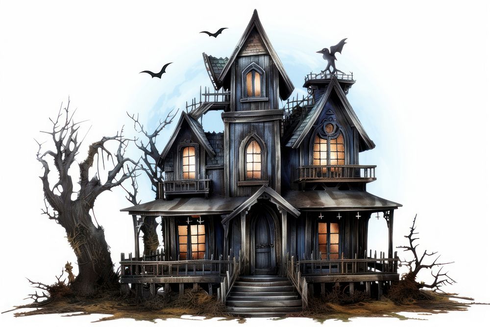 Halloween haunted house architecture building outdoors. AI generated Image by rawpixel.