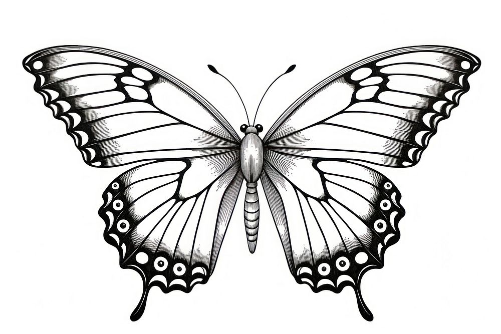 Minimal buterfly sketch butterfly drawing. AI generated Image by rawpixel.