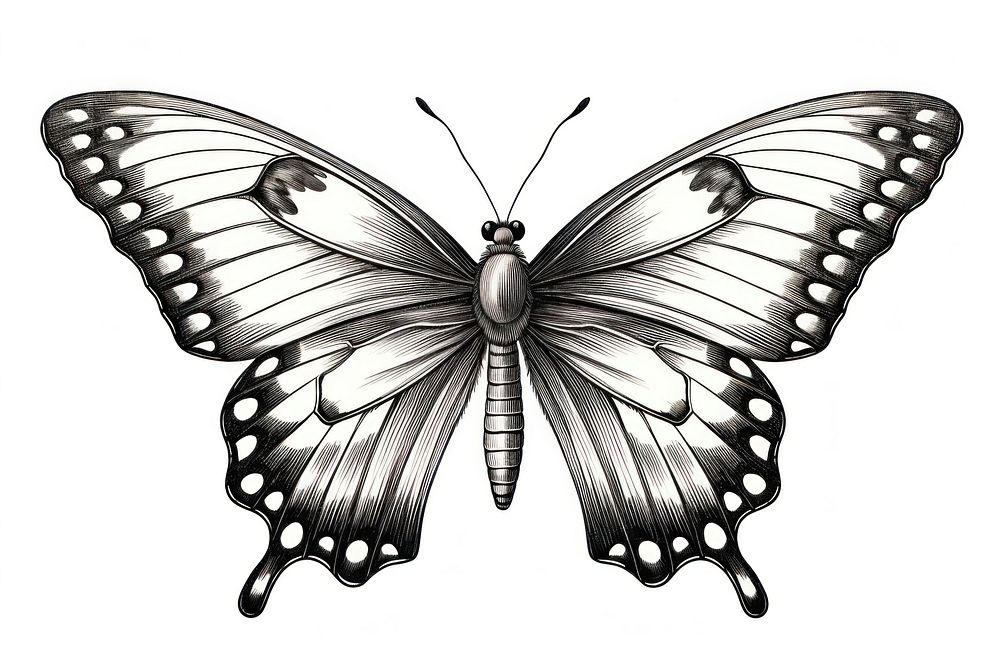 Minimal buterfly sketch butterfly drawing. AI generated Image by rawpixel.