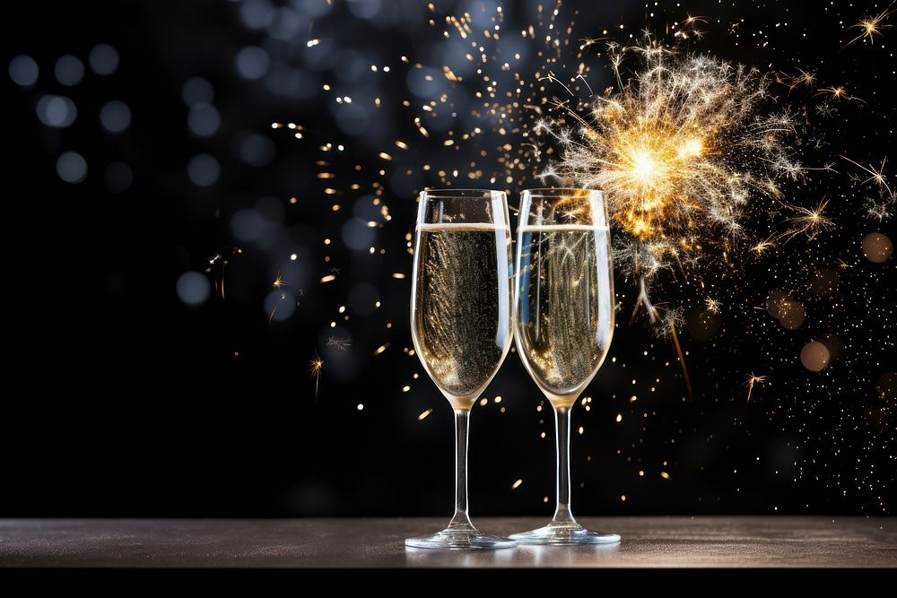 Fireworks glass champagne drink. AI generated Image by rawpixel.