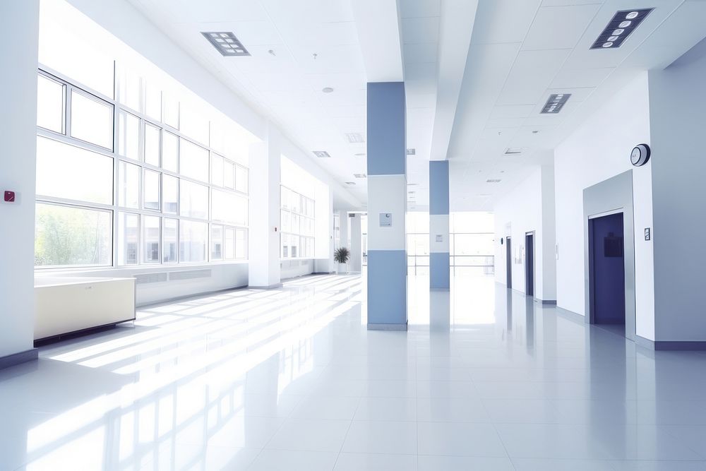 Modern hospital hall architecture building corridor. AI generated Image by rawpixel.