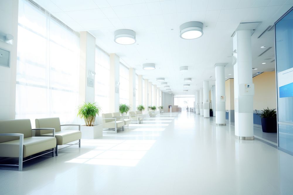 Bright Modern Hospital Hall architecture hospital building. AI generated Image by rawpixel.