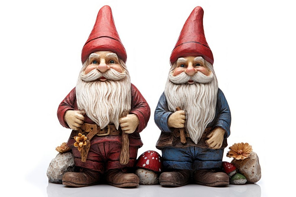Garden gnomes figurine white background representation. AI generated Image by rawpixel.