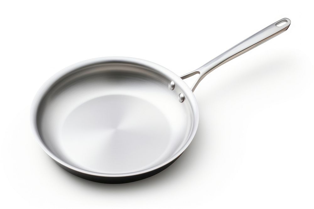 Frying pan wok white background stainless steel. AI generated Image by rawpixel.