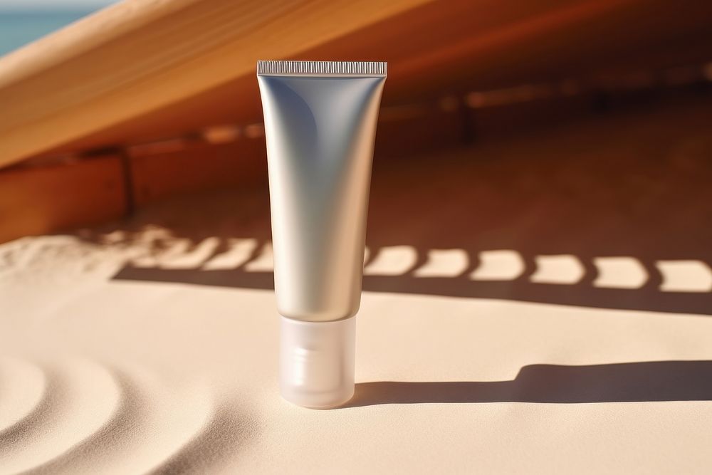 Skincare tube cosmetics sunscreen relaxation. AI generated Image by rawpixel.