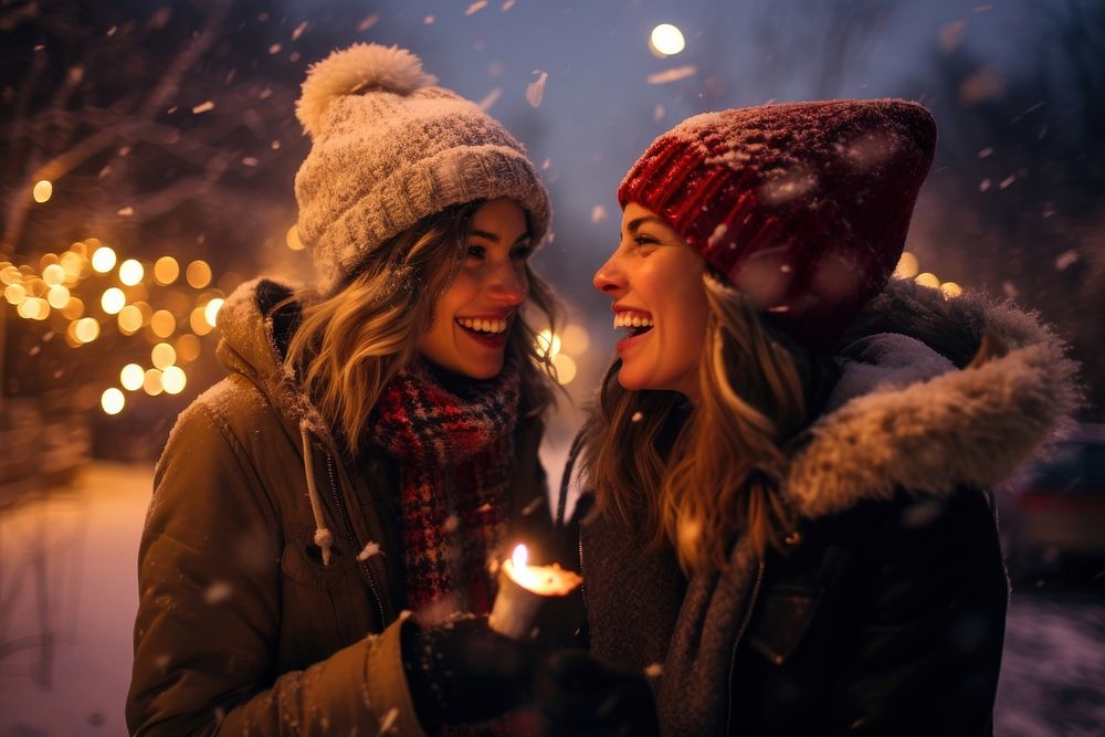 Friends outdoors winter adult. AI generated Image by rawpixel.