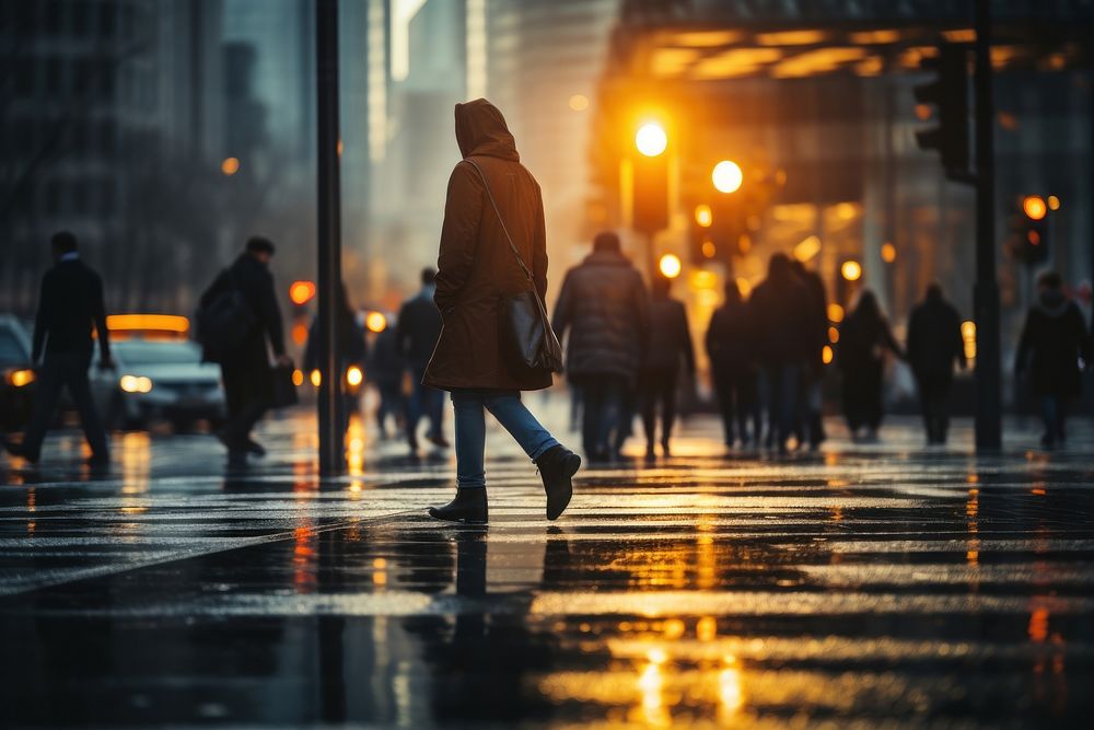 City pedestrian crossing walking. AI generated Image by rawpixel.