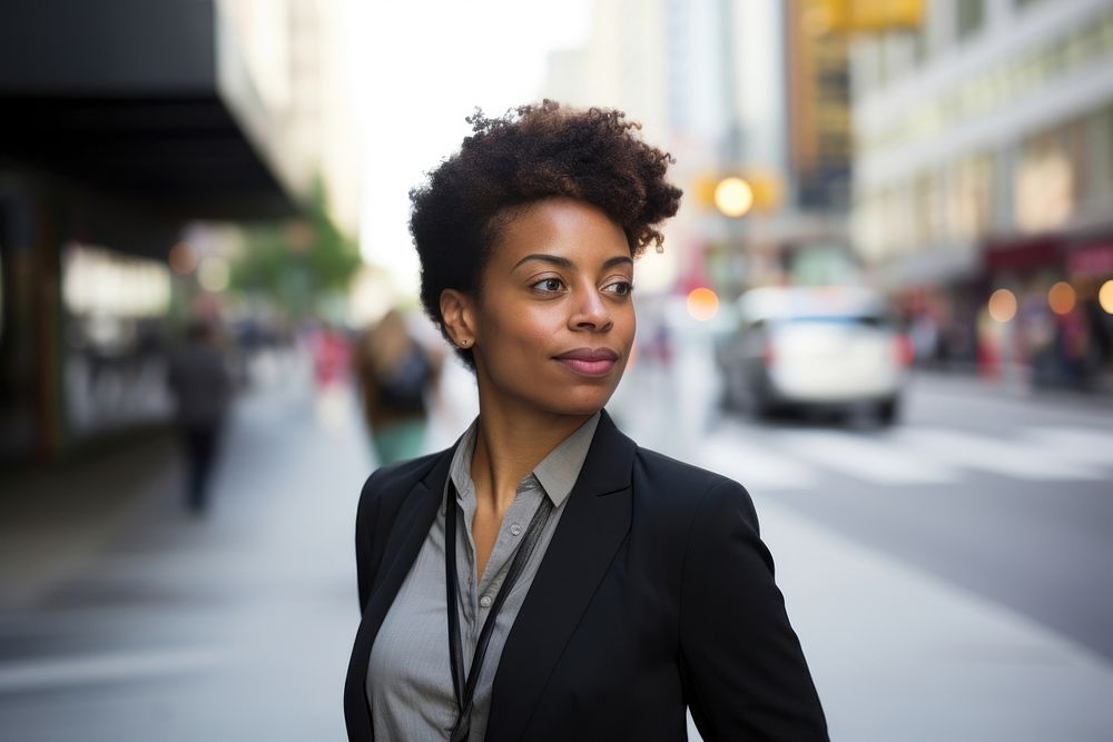Black businesswoman portrait street adult. AI generated Image by rawpixel.