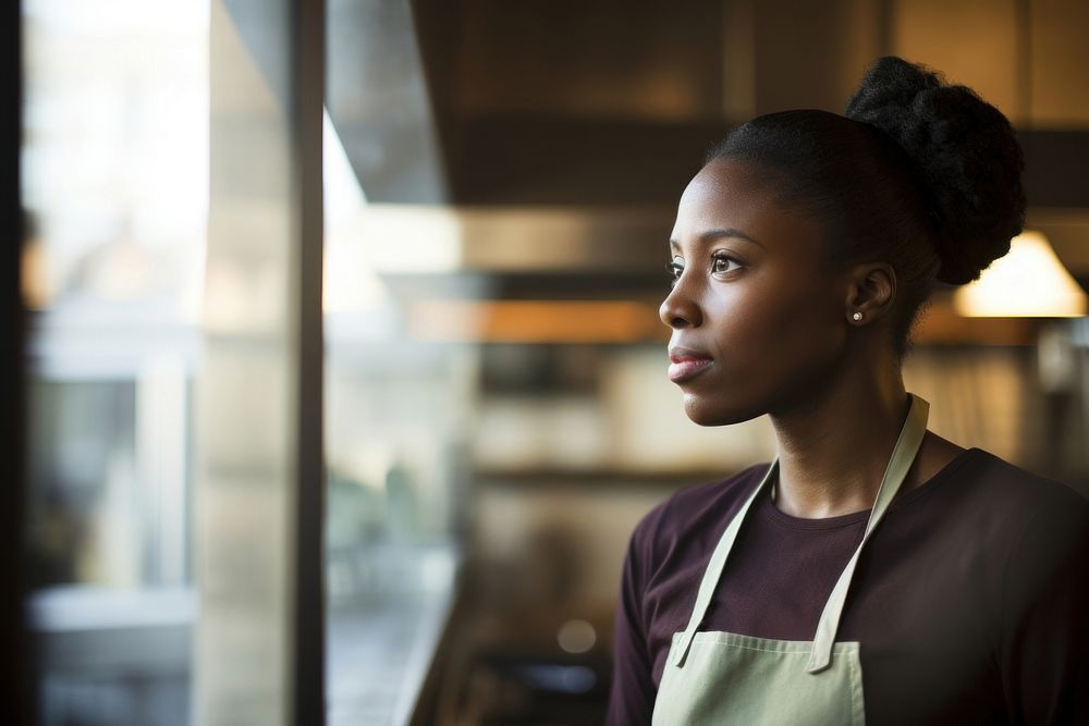 Black woman restaurant portrait kitchen. AI generated Image by rawpixel.