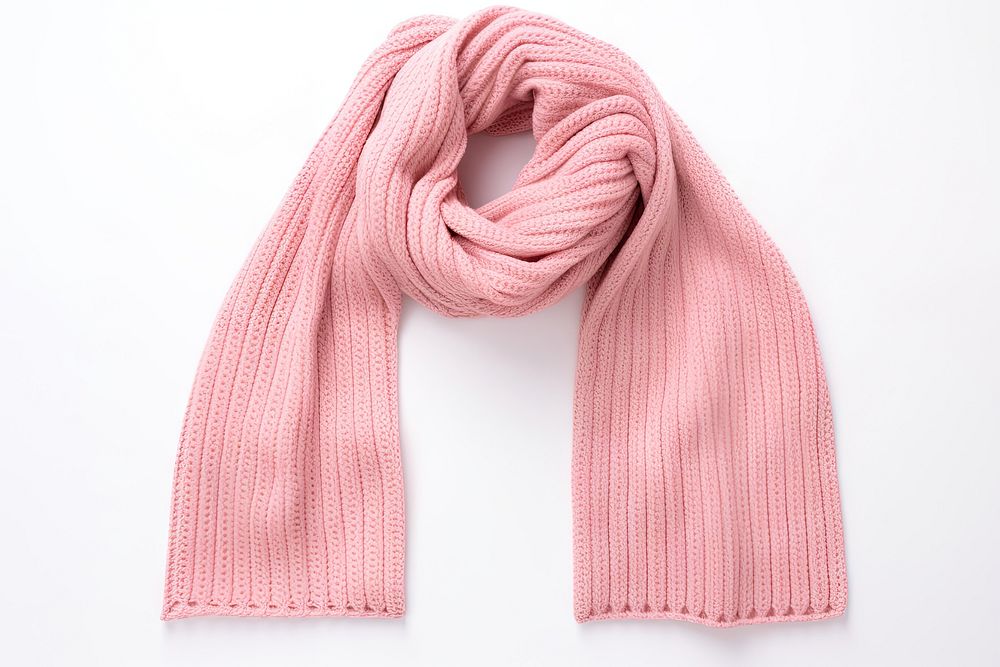 Knit scarf pink white background outerwear. AI generated Image by rawpixel.