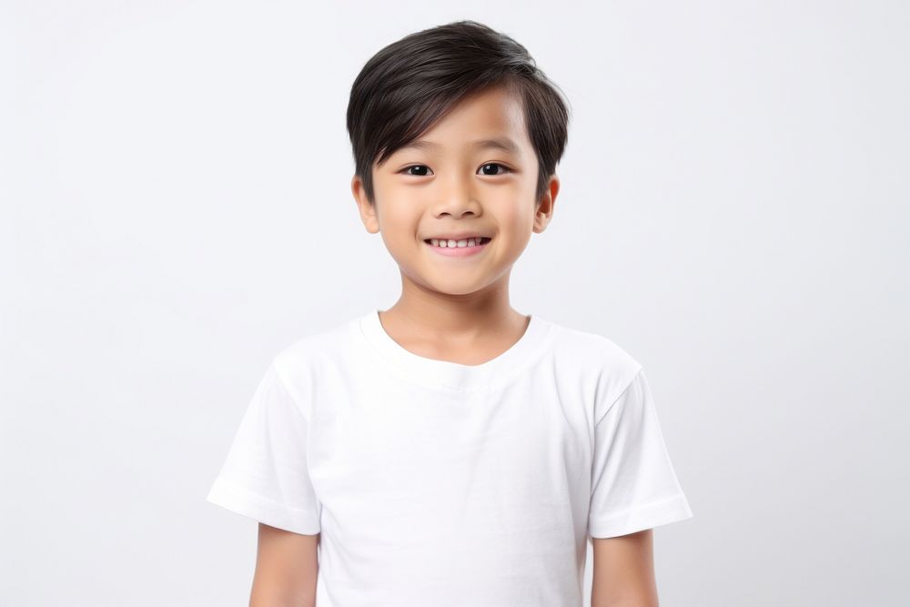 Child t-shirt portrait smiling. AI generated Image by rawpixel.