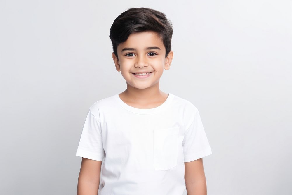 Child portrait t-shirt smiling. AI generated Image by rawpixel.