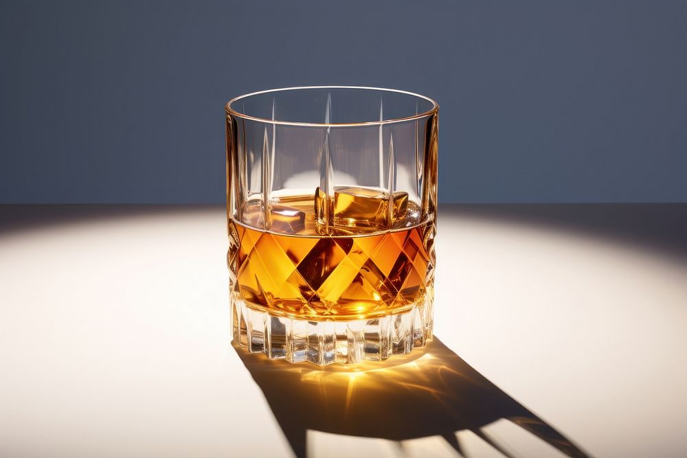 Whiskey glass lighting whisky drink. AI generated Image by rawpixel.