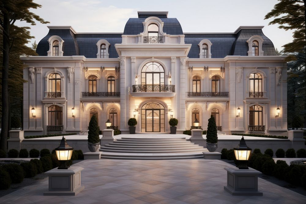 Palace architecture building mansion. AI generated Image by rawpixel.