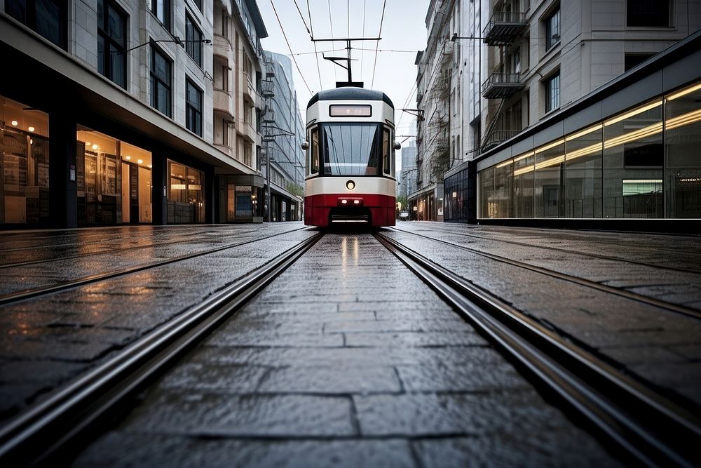 Transportation tram vehicle street. AI generated Image by rawpixel.