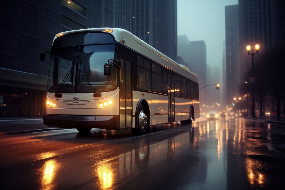 Transportation bus vehicle city. AI generated Image by rawpixel.