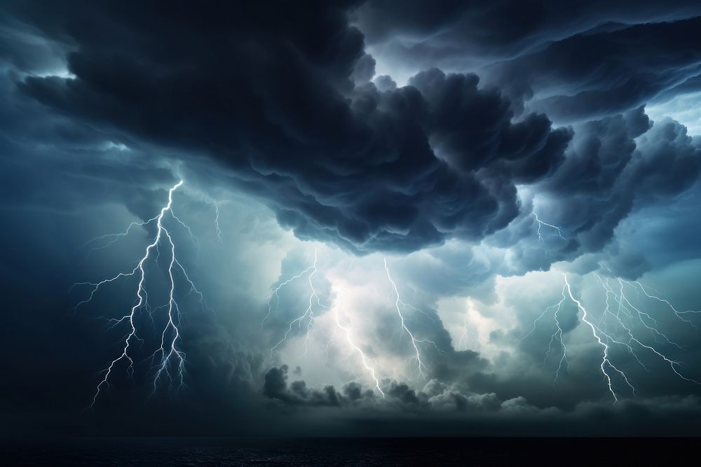 Sky storm thunderstorm lightning. AI generated Image by rawpixel.