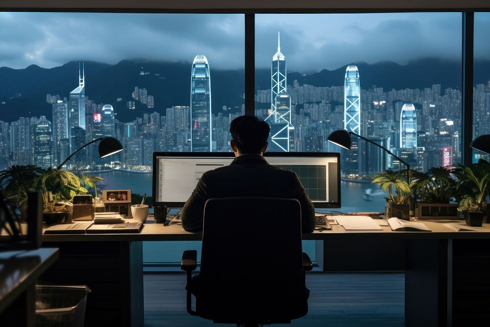 Hong Konger office architecture cityscape. AI generated Image by rawpixel.