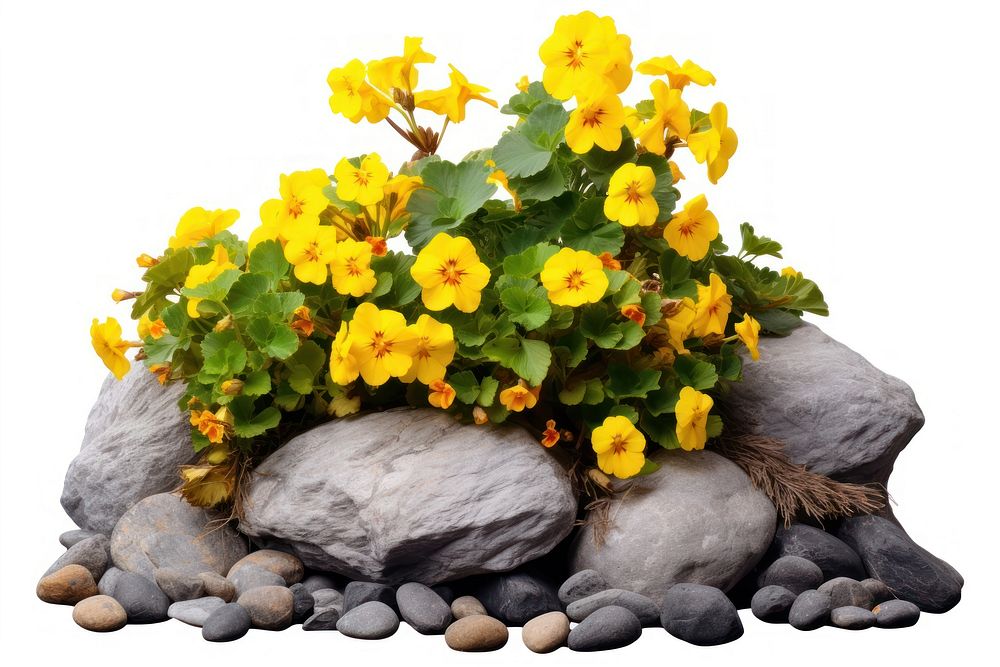 Flower rock yellow plant. AI generated Image by rawpixel.