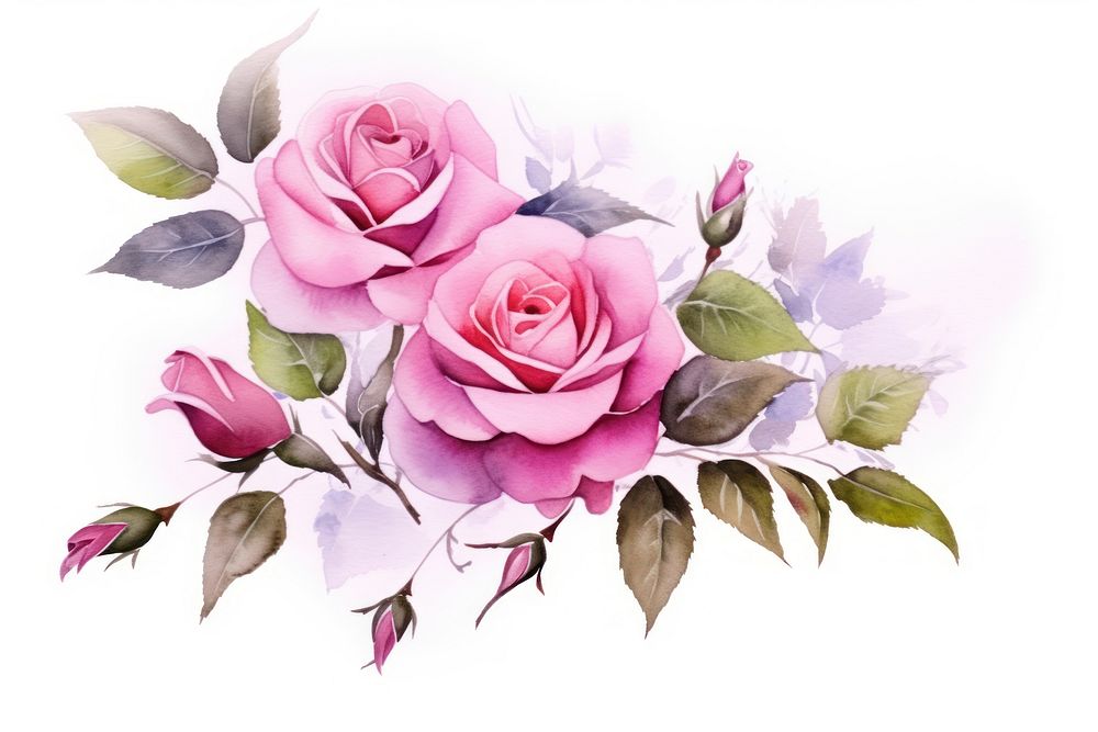 Flower rose plant white background. AI generated Image by rawpixel.