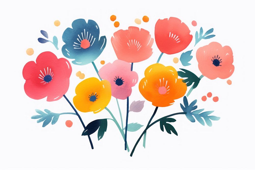 Flower bouquet pattern poppy plant. AI generated Image by rawpixel.