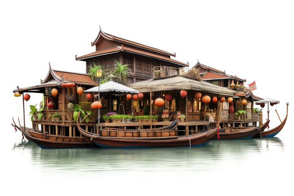 Thailand boat architecture building. AI generated Image by rawpixel.