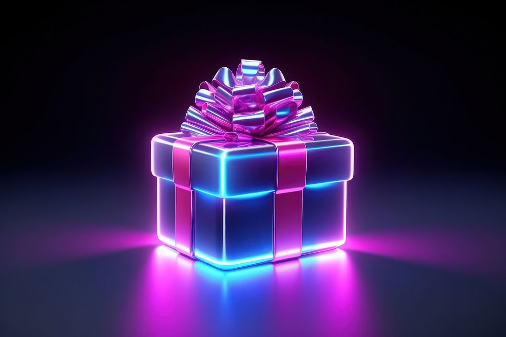 Gift christmas neon box. AI generated Image by rawpixel.