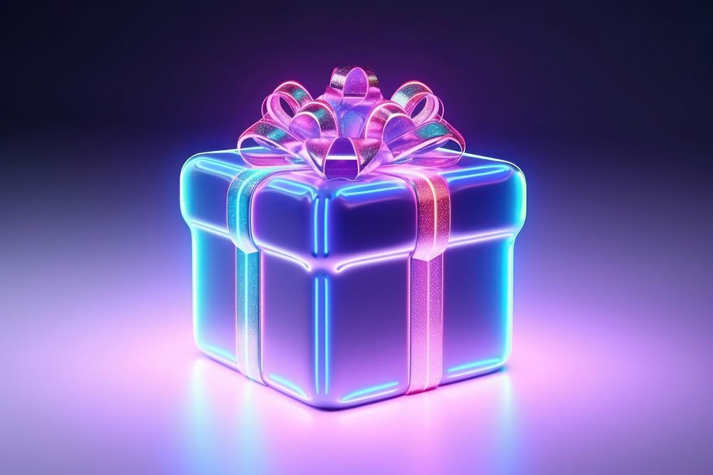Gift christmas purple neon. AI generated Image by rawpixel.