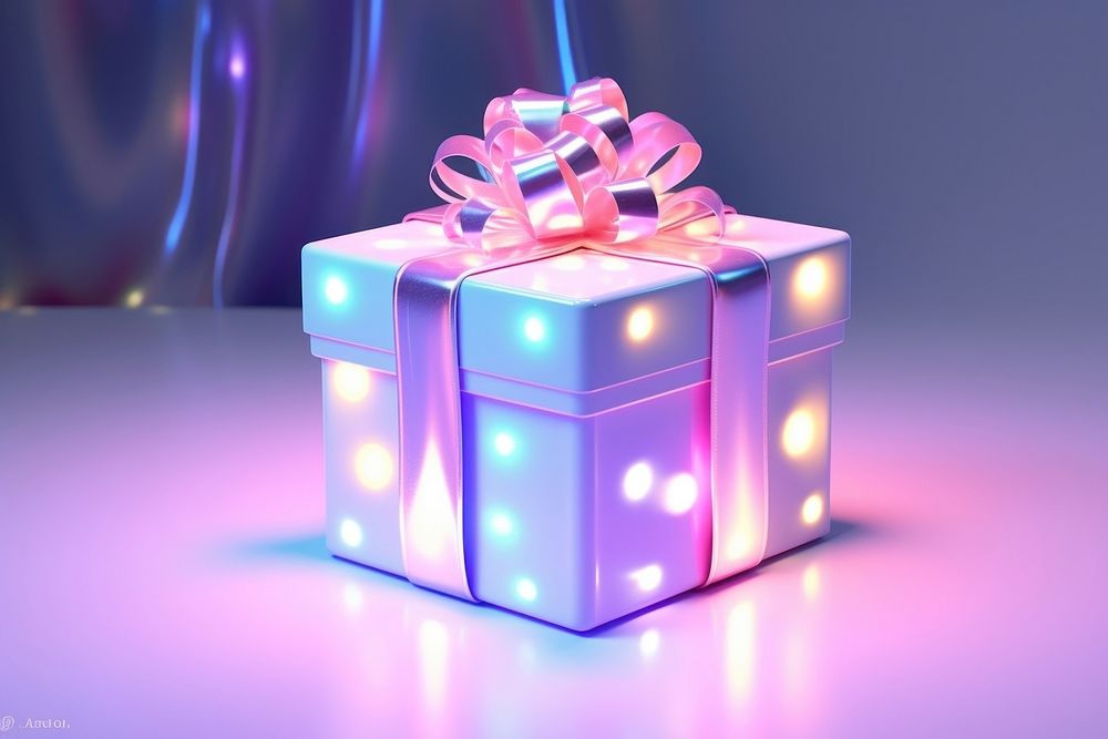 Christmas gift purple neon. AI generated Image by rawpixel.