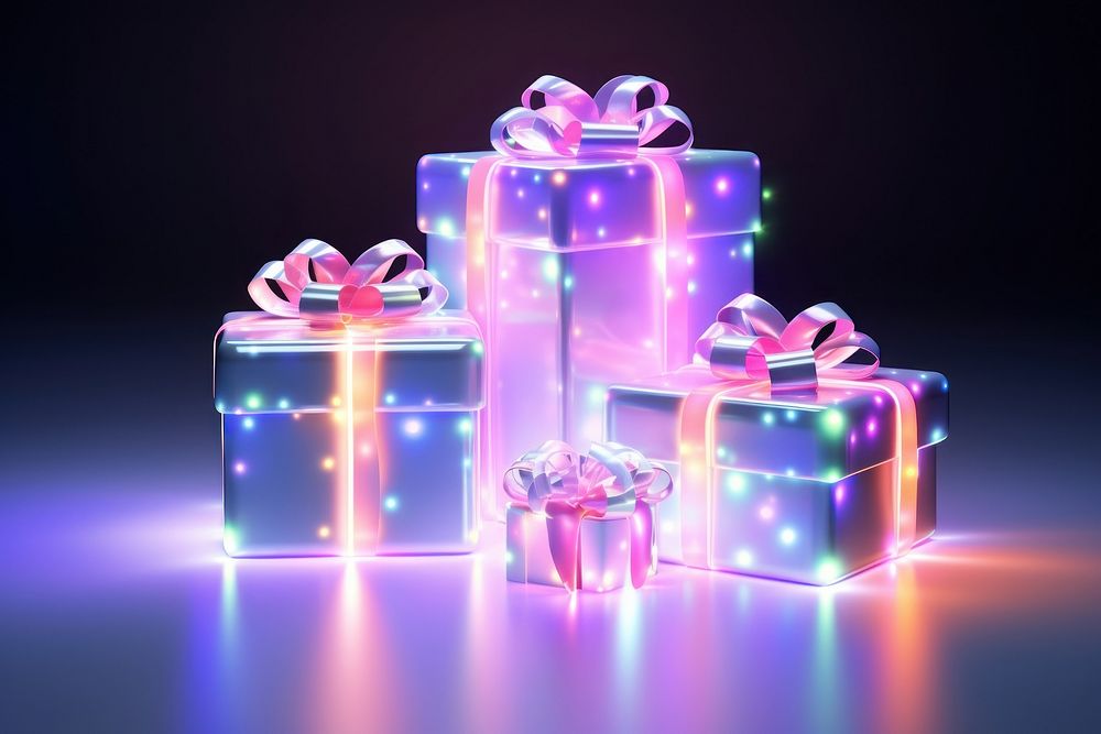 Christmas gift neon box. AI generated Image by rawpixel.