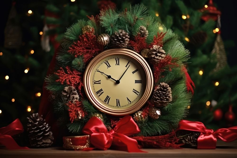 New Year christmas decoration clock. AI generated Image by rawpixel.