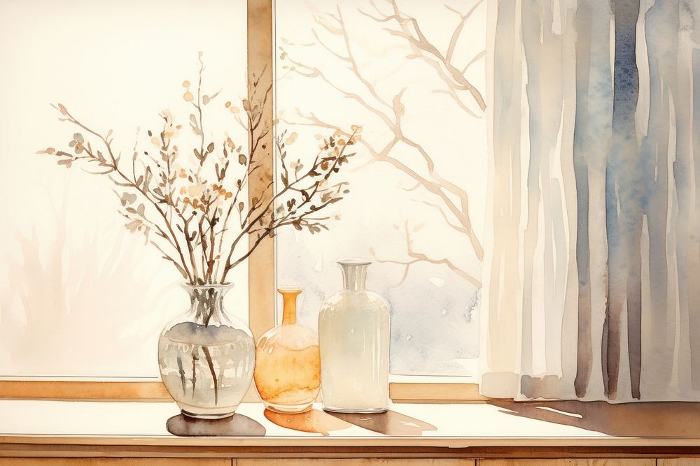 Home decoration window vase windowsill. AI generated Image by rawpixel.