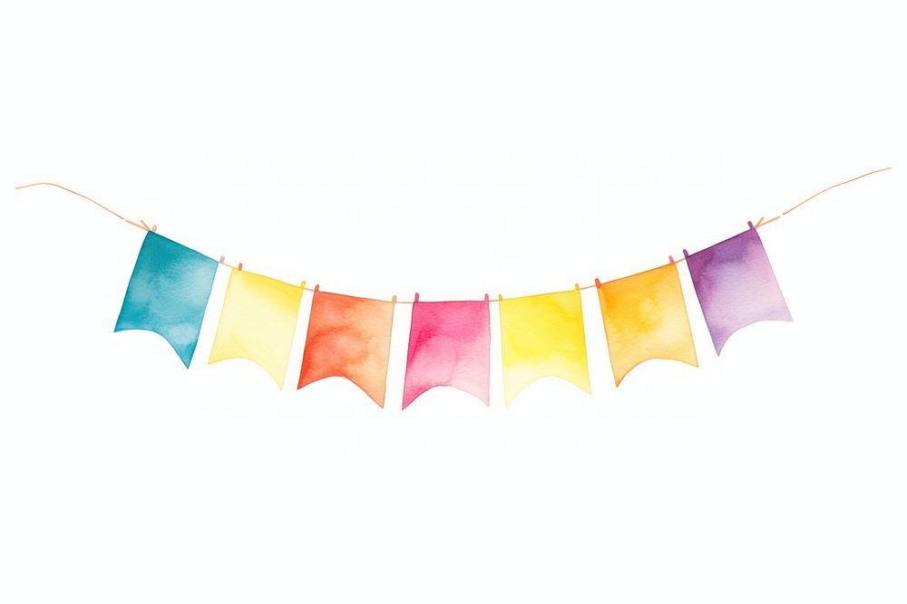 Ribbon banner line flag white background clothesline. AI generated Image by rawpixel.