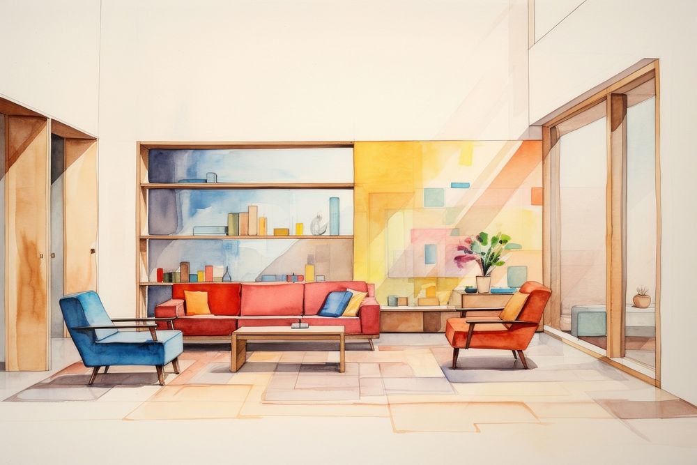 Room architecture furniture painting building. AI generated Image by rawpixel.