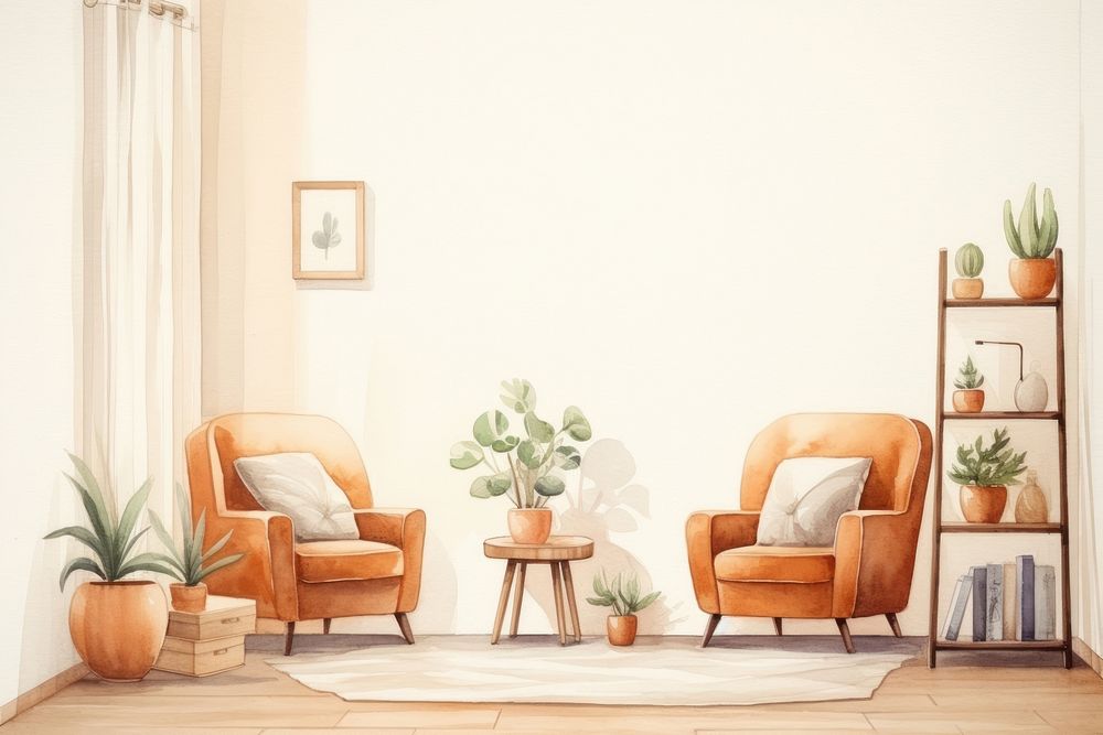 Room architecture furniture armchair painting. AI generated Image by rawpixel.