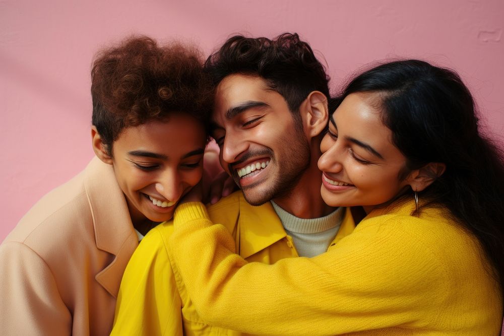 Group hugging photography happiness laughing. AI generated Image by rawpixel.