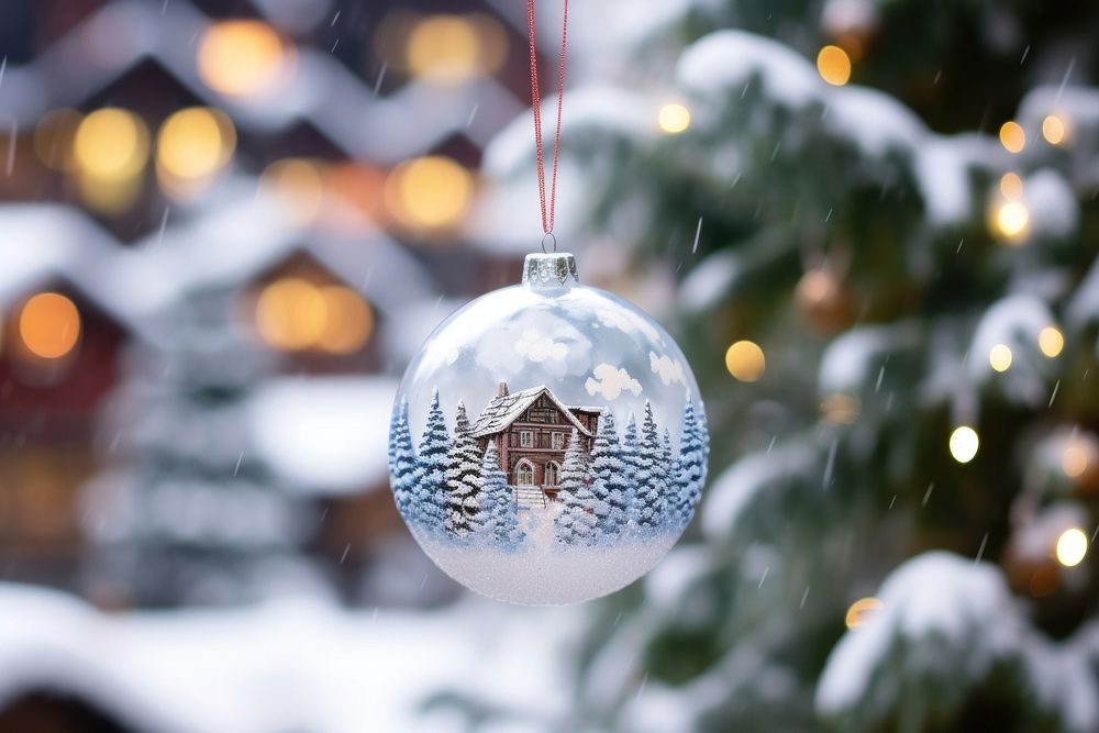 Christmas decoration snowing tree. AI generated Image by rawpixel.