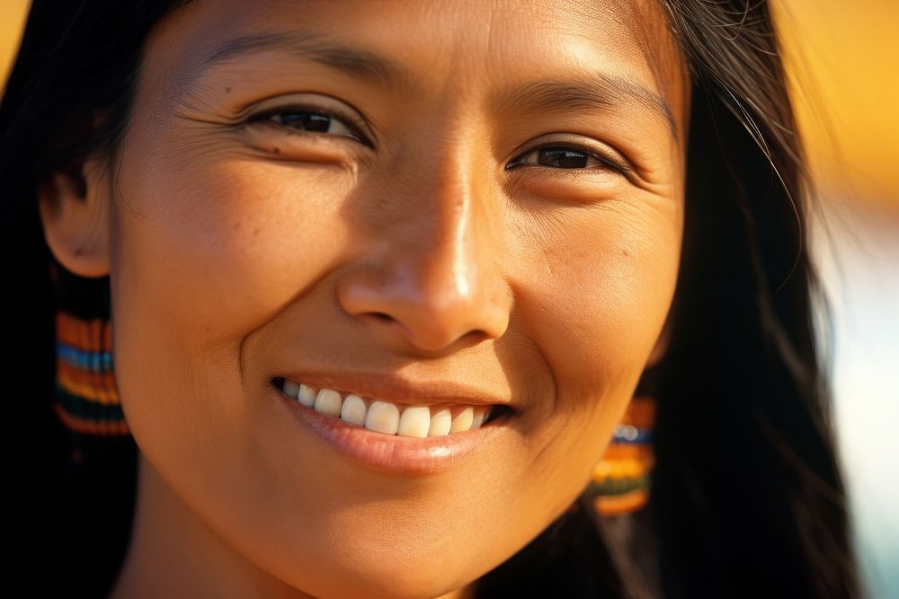 Native american indigenous woman skin smiling adult. AI generated Image by rawpixel.