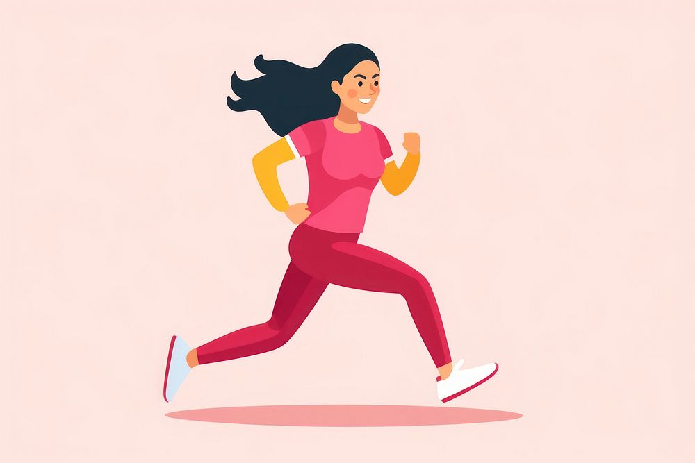 Woman running jogging cartoon determination. AI generated Image by rawpixel.