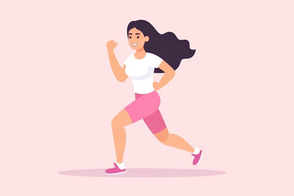 Woman running jogging cartoon determination. AI generated Image by rawpixel.