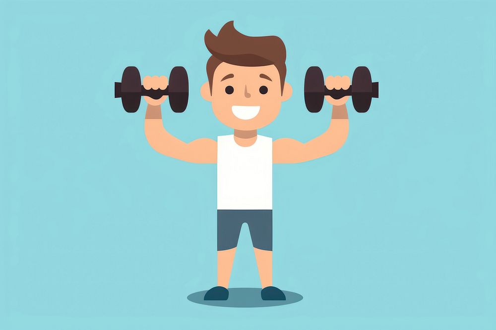 Man holding dumbbell cartoon sports gym. AI generated Image by rawpixel.