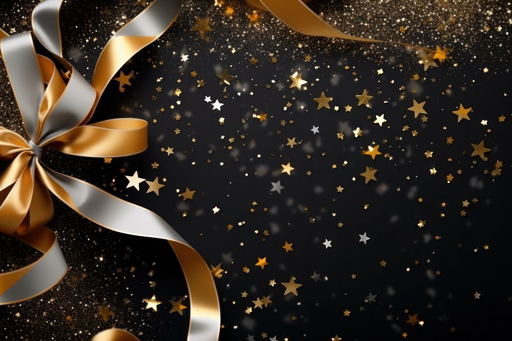 Confetti ribbon backgrounds decoration gold. AI generated Image by rawpixel.