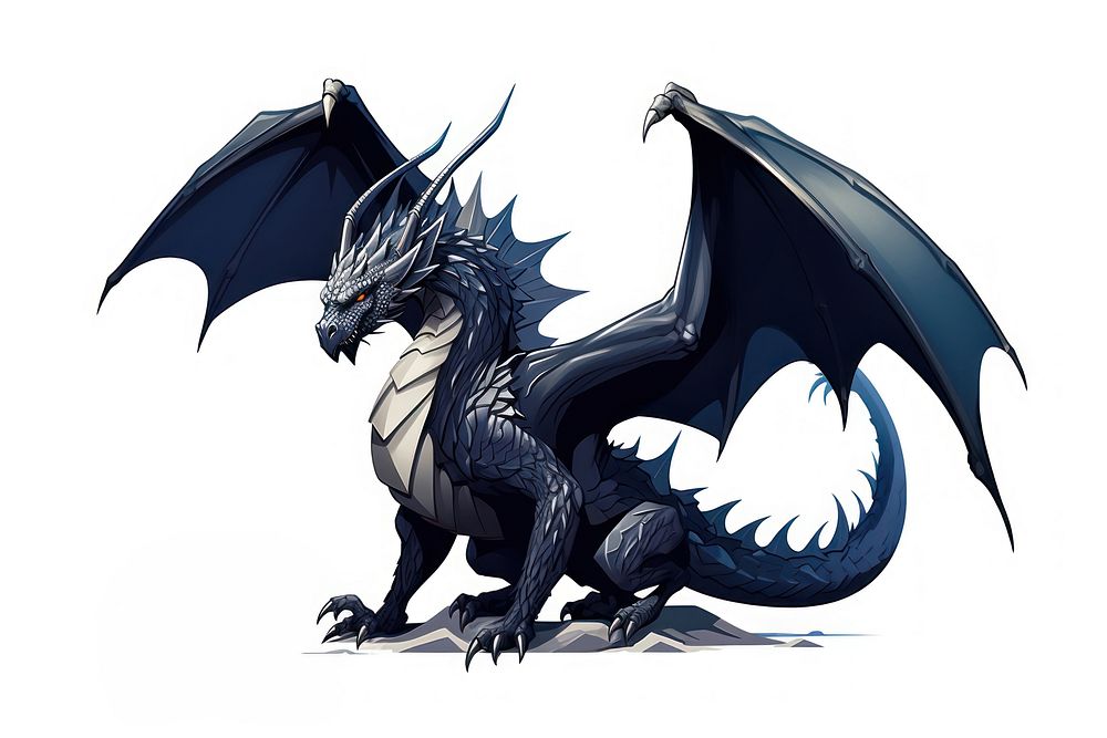 Dragon color blacknight dragon animal white background. AI generated Image by rawpixel.