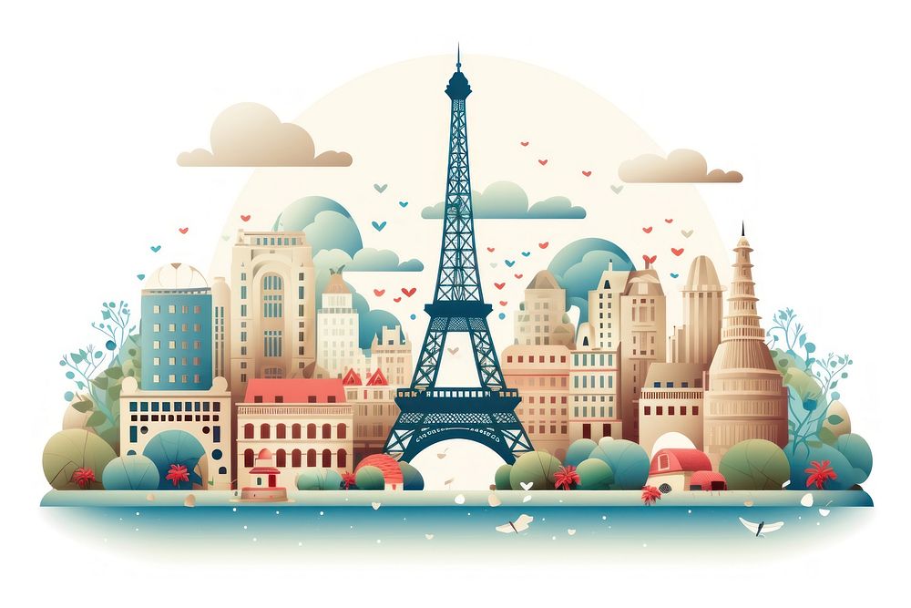 Paris tower city architecture. AI generated Image by rawpixel.