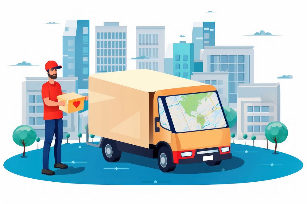 Delivery city vehicle van. AI generated Image by rawpixel.